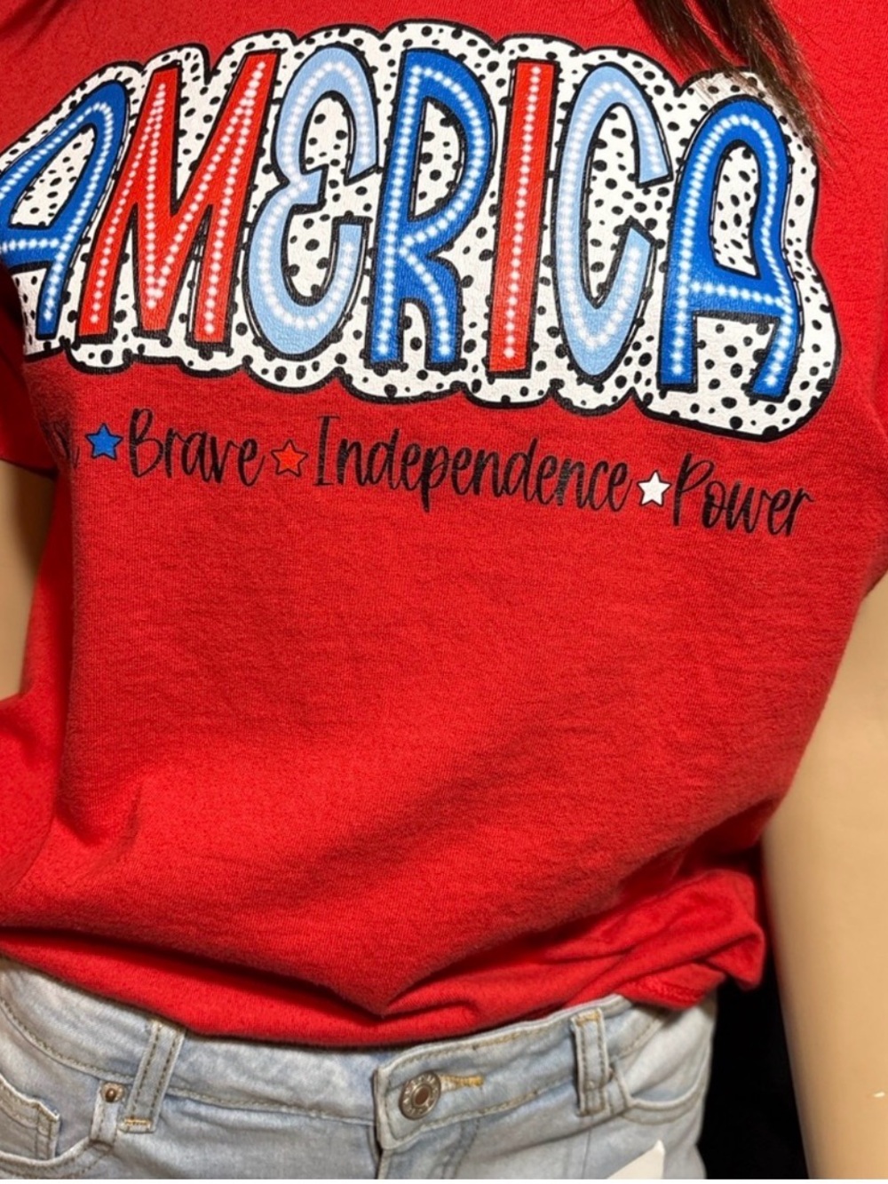Red 'America' Graphic Short Sleeve Tee - Patriotic Casual Top